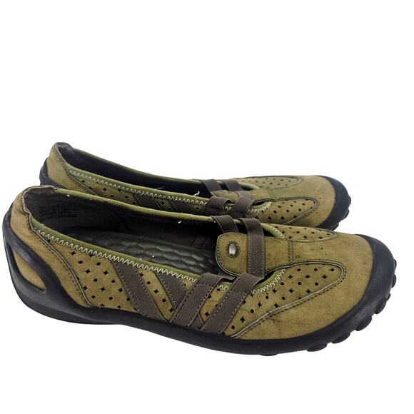 Privo Clarks Slip On Olive Green Driving Shoe Suede Leather Comfort Womens 8.5 M - Picture 1 of 10